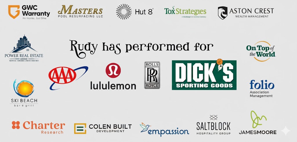 A list of clients Rudy Castle has performed for