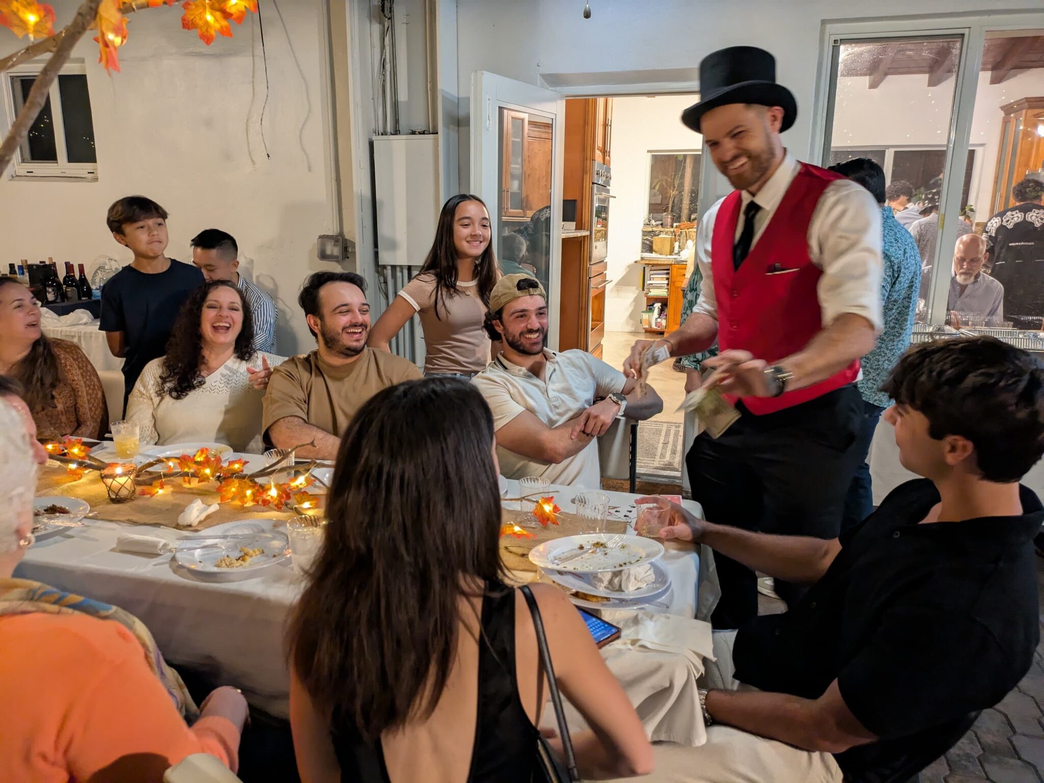 Mr. Castle performing magic at a private party